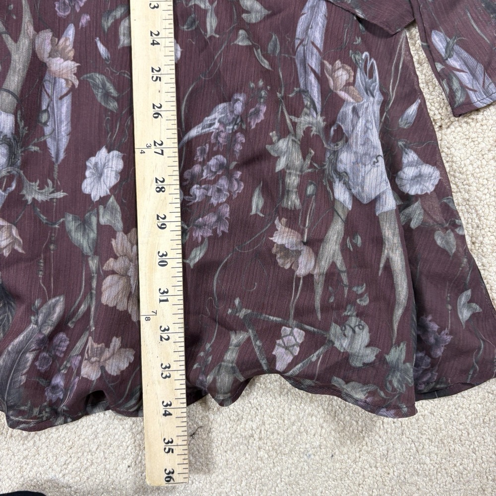 NWT Disturbia Women's Dusha Garden Print Button Up Chiffon Mini Dress Tie 14 - Picture 8 of 9